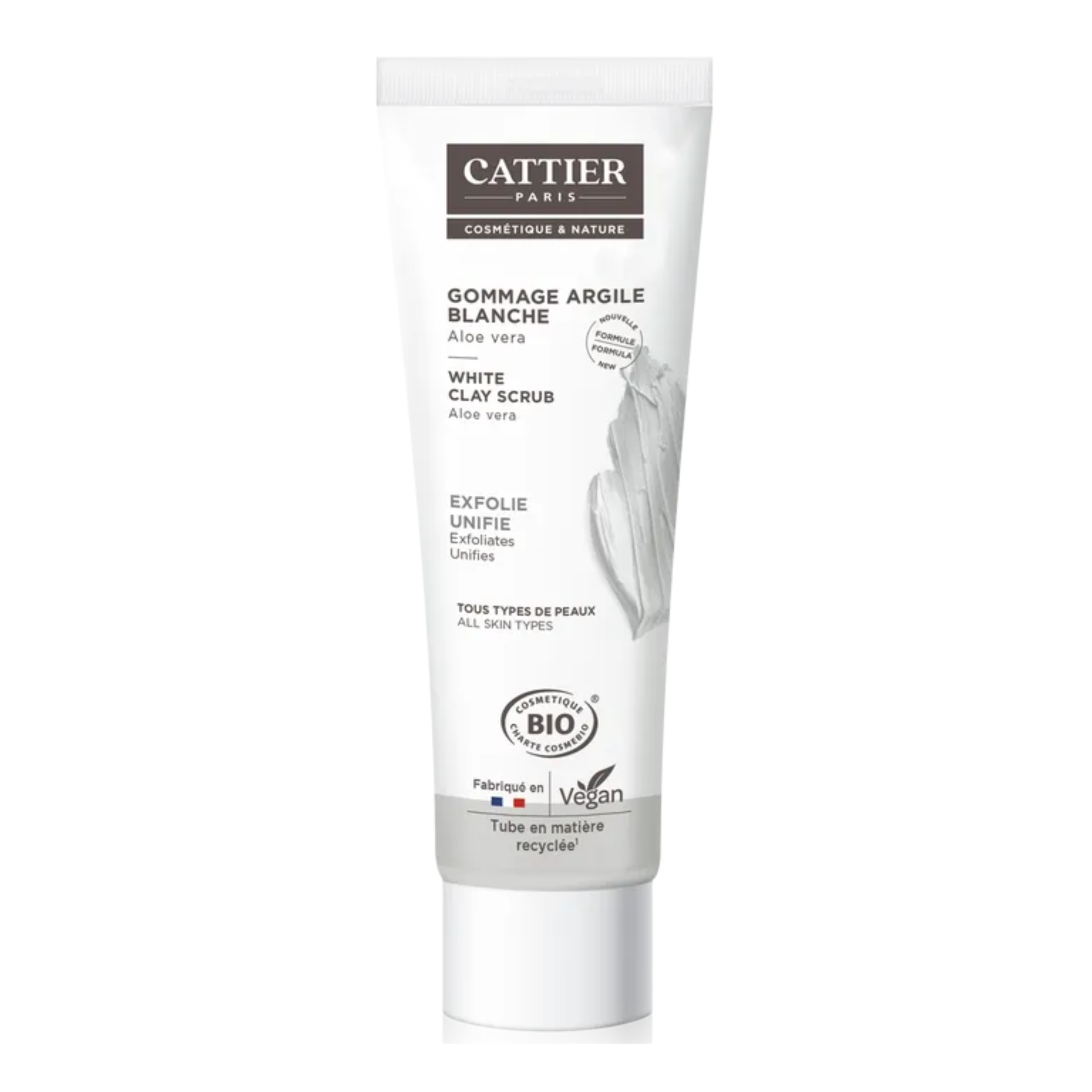 Tube de gommage visage à l’argile blanche bio Cattier 100 ml pour tous types de peaux Tube de gommage visage à l’argile blanche bio Cattier 100 ml pour tous types de peaux