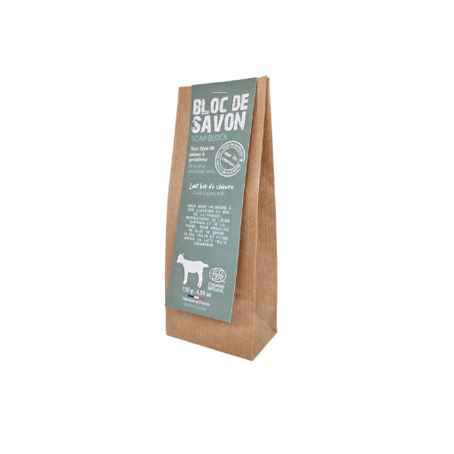 Bloc de savon lait de chèvre bio 130 g, savon naturel riche pour peaux sèches fabriqué en France Bloc de savon lait de chèvre bio 130 g, savon naturel riche pour peaux sèches fabriqué en France