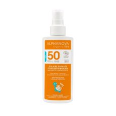 Flacon de spray solaire enfants bio SPF50 Alphanova 125 g haute protection