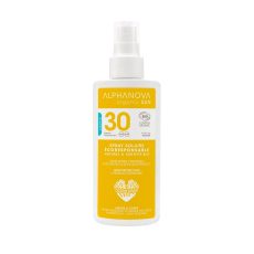 Flacon de spray solaire bio SPF30 Alphanova 125 g pour une protection solaire haute performance